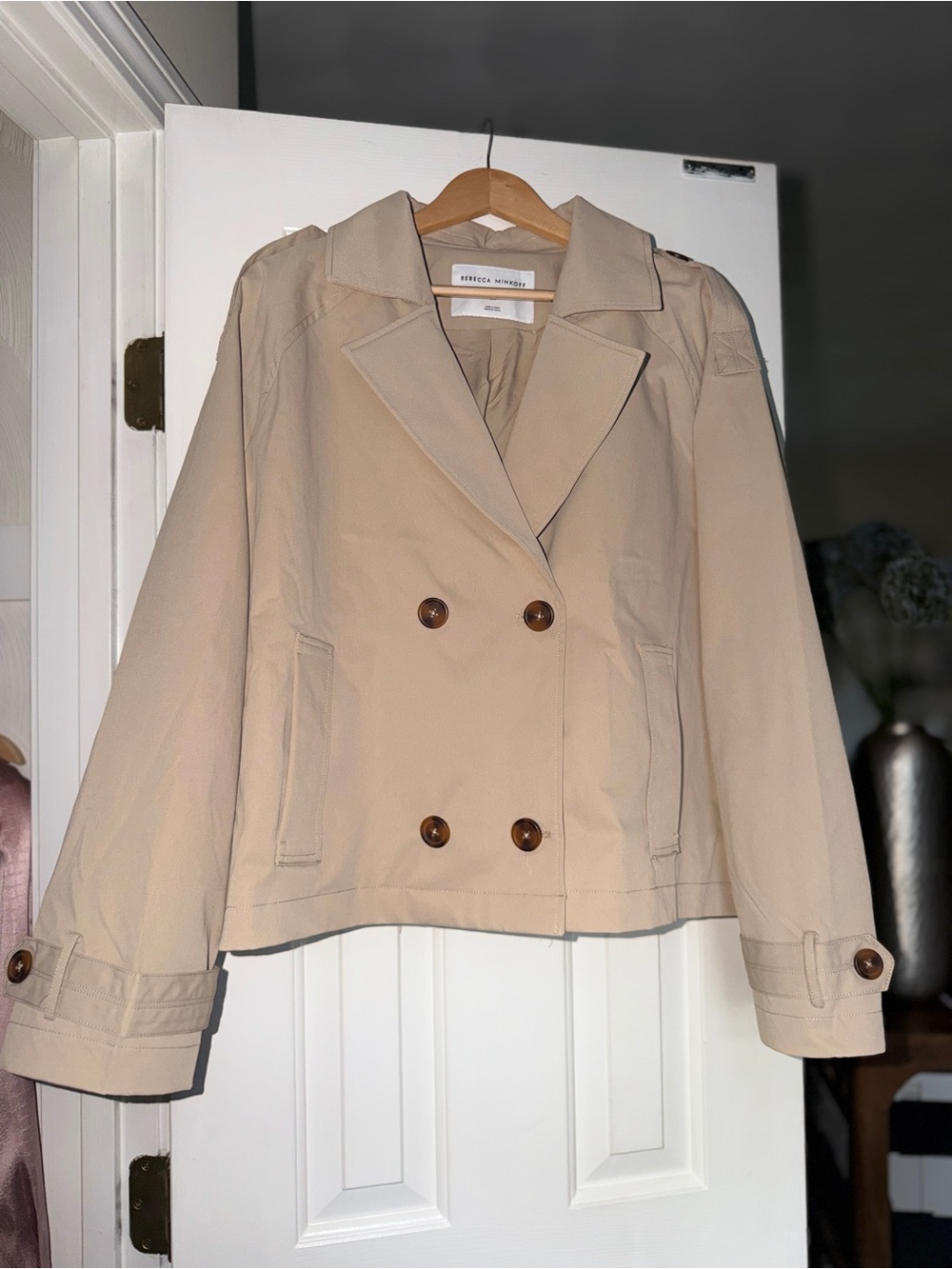 NWT Rebecca Minkoff Women's Beige Cropped Trench Jacket. Sz XXL